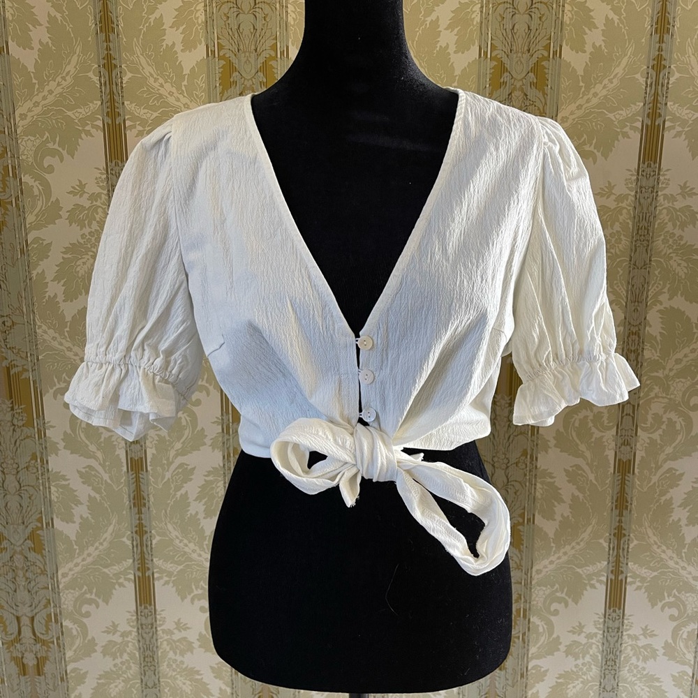 White front-tie top